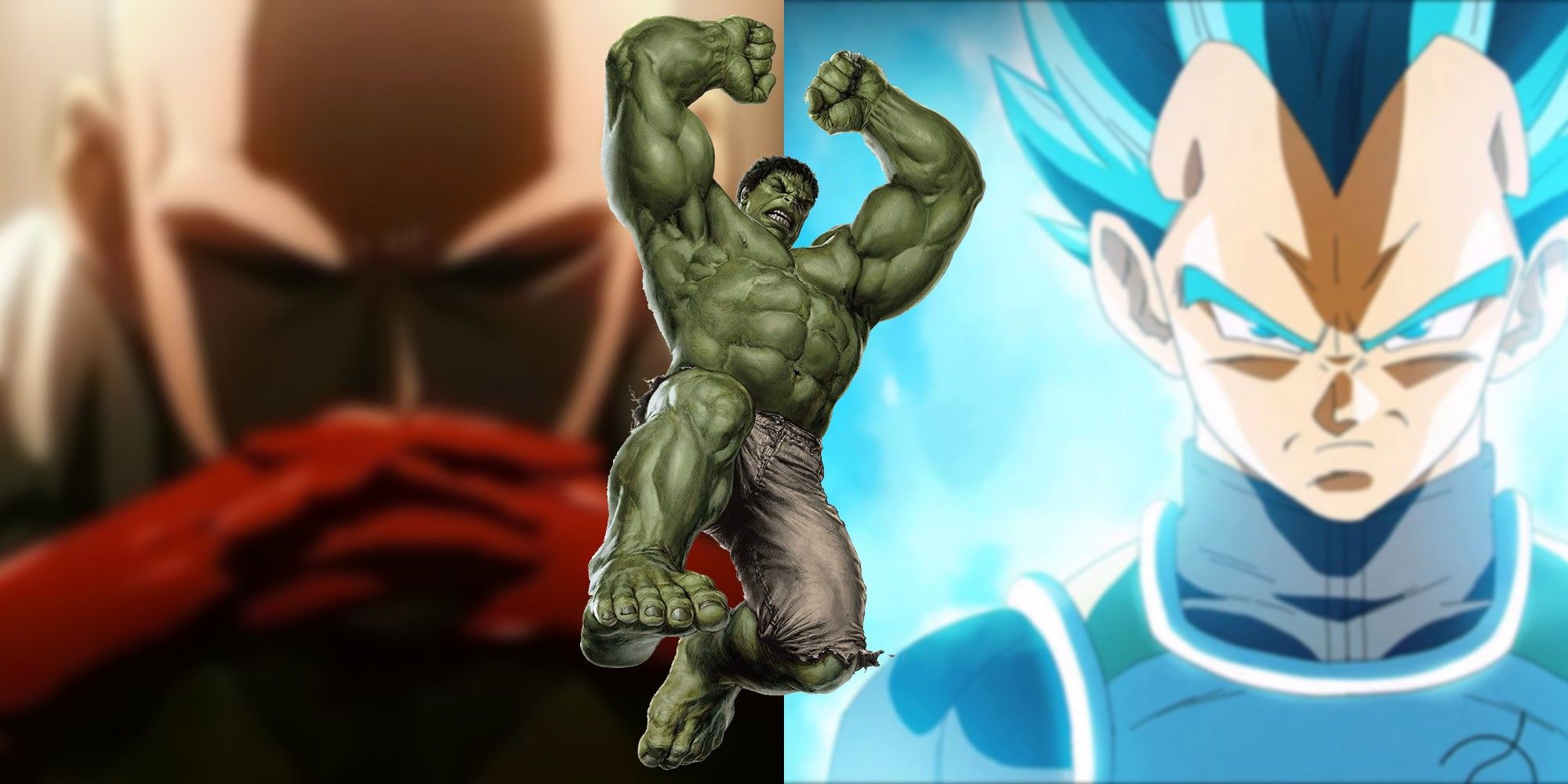 vegeta, saitama, and the hulk