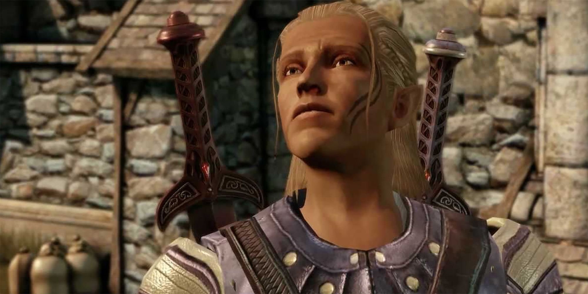 Zevran Arainai looking at the sky (Dragon Age: Origins)