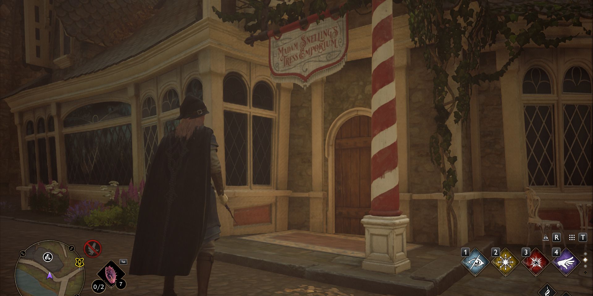 Image of the shop Madam Snelling's Tress Emporium in Hogsmeade in Hogwarts Legacy.