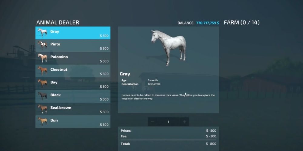 Buy horses in farm simulator 22