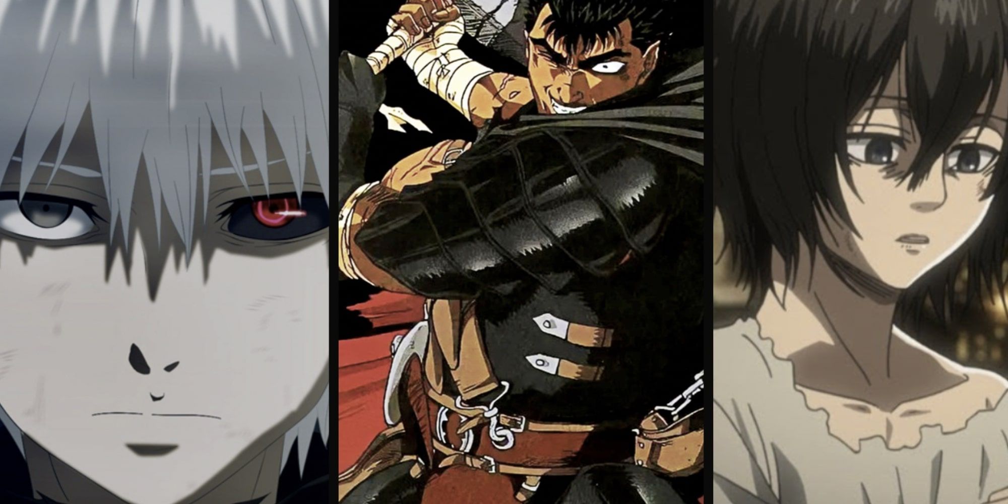 Kaneki, Guts, and Levi Ackerman 