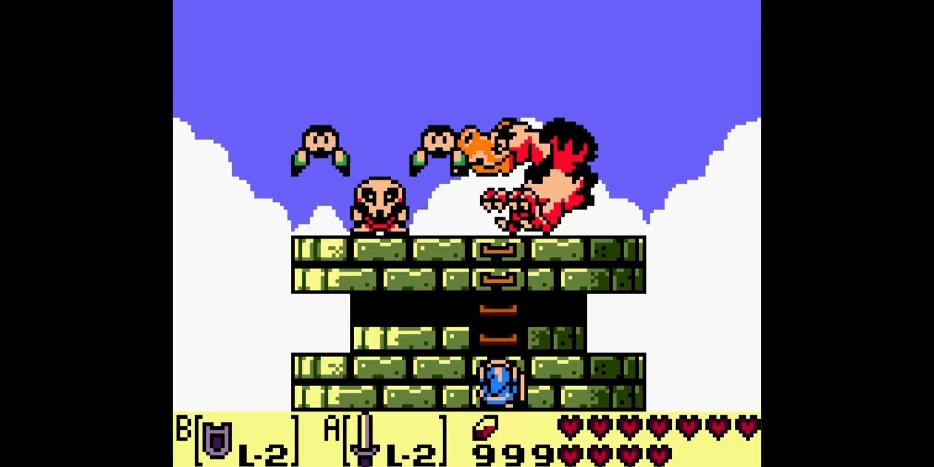 Link climbs a tower
