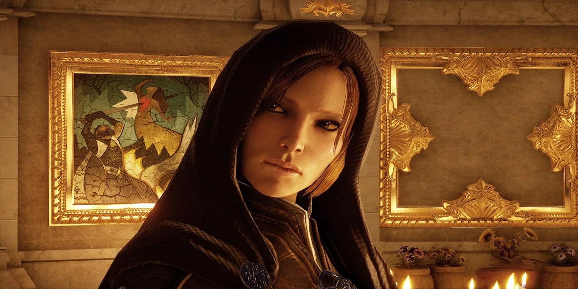 Leliana looking off to the side (Dragon Age: Inquisition)
