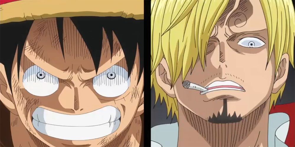 Luffy on the left and Sanji on the right