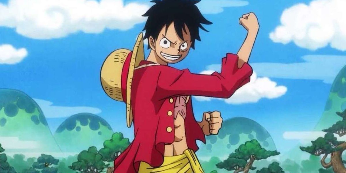 Luffy from One Piece holding up a triumphant fist