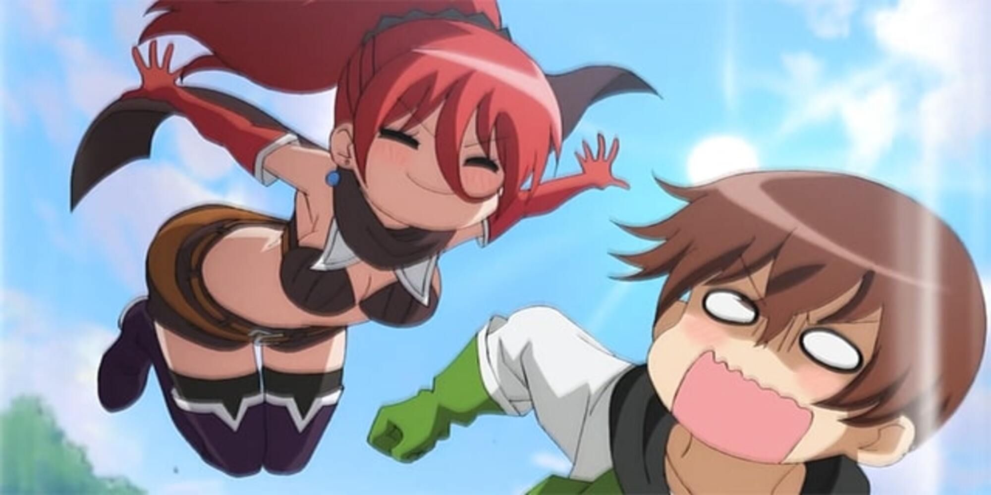 Maya smiles and jumps towards her brother, Asahi, as he screams and runs away.