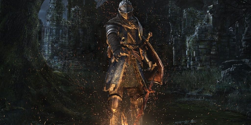 The Chosen Undead Activating A Bonfire In Dark Souls