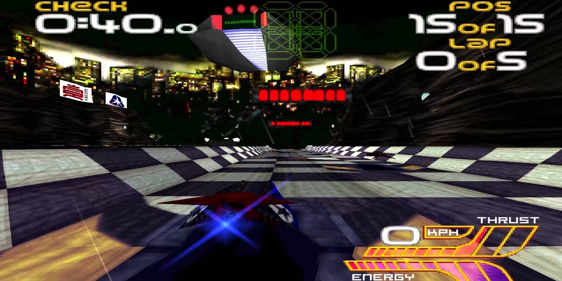 Wipeout XL Gameplay Race PS1 playstation 1 night city future