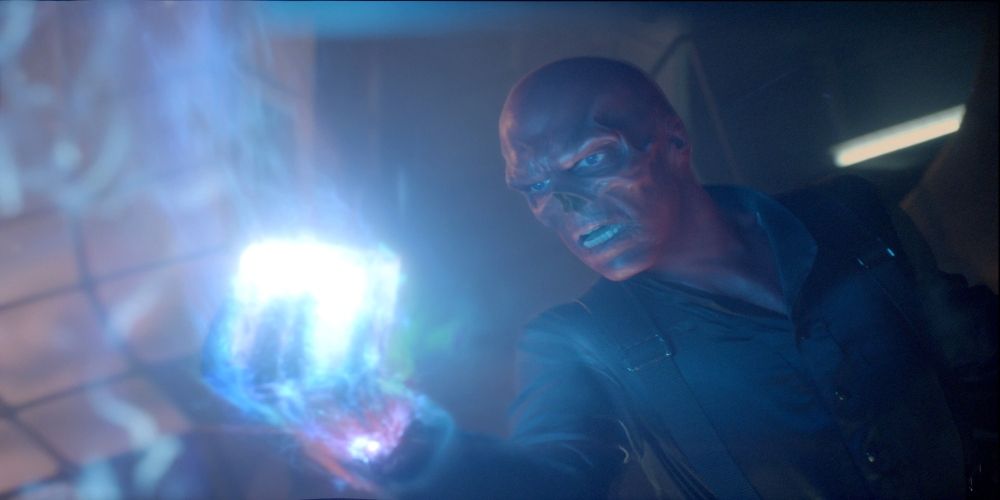 A red skull holds the Cosmic Cube in Captain America: The First Avenger