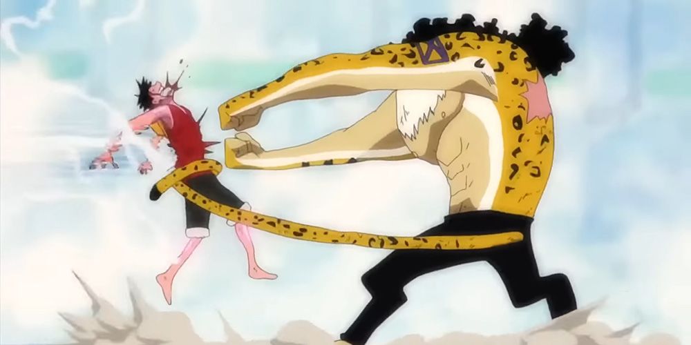 Rob Lucci using his technique on Luffy