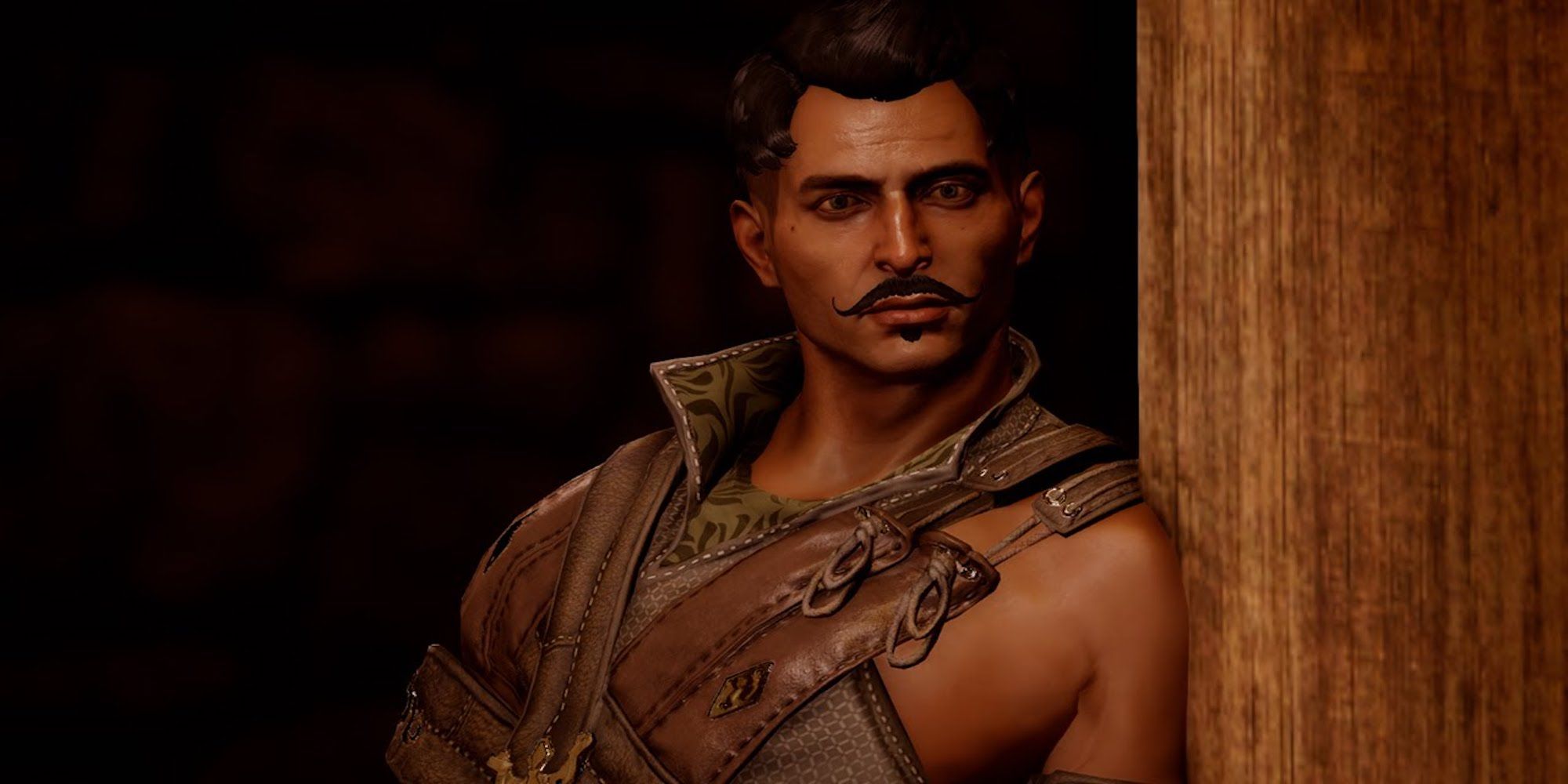Dorian Pavus leaned against a wall (Dragon Age: Inquisition)