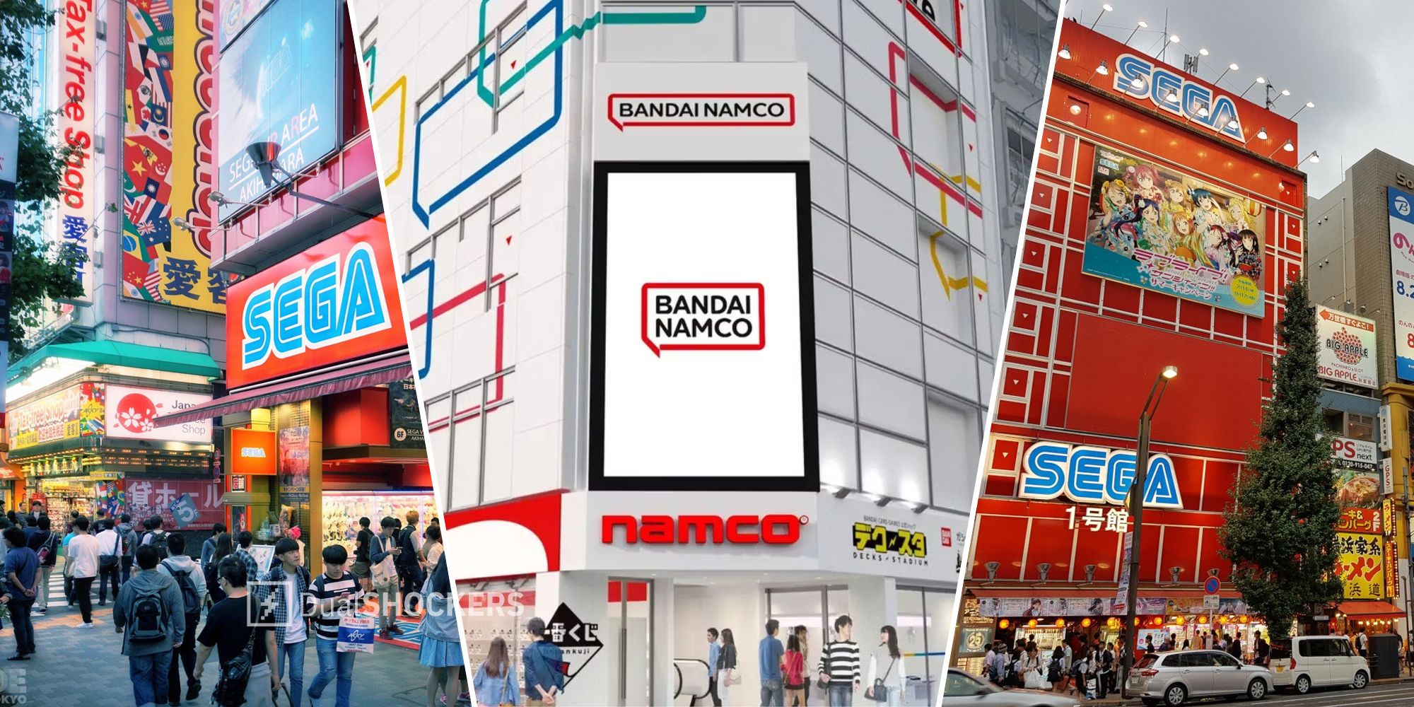 Sega Akihabara Arcade and Bandai Namco logo and concept art for new building