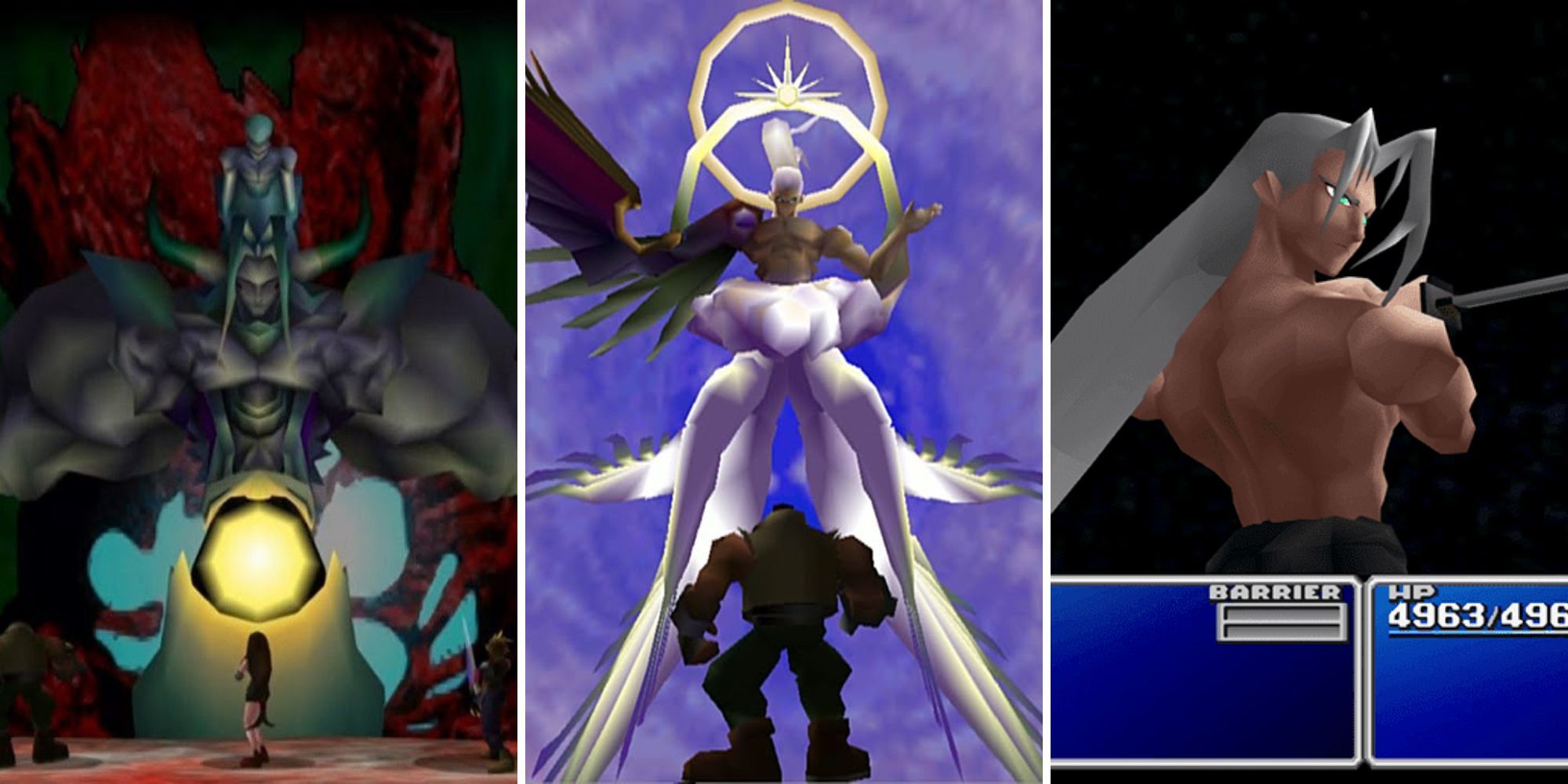 Multiple phases of Sephiroth's boss fight (Final Fantasy VII)