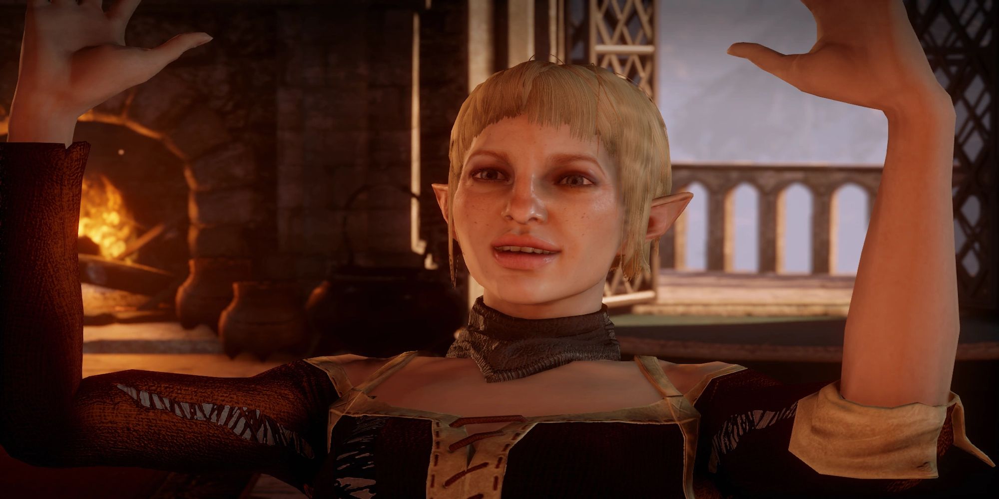 Sera talking to someone off-screen (Dragon Age: Inquisition)