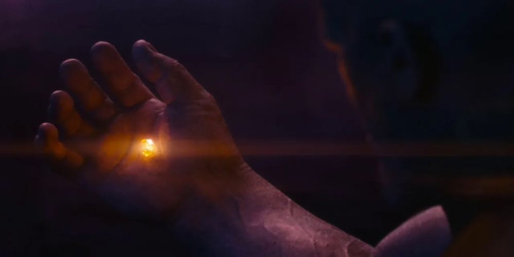 The Soul Stone in the palm of Thanos' hand