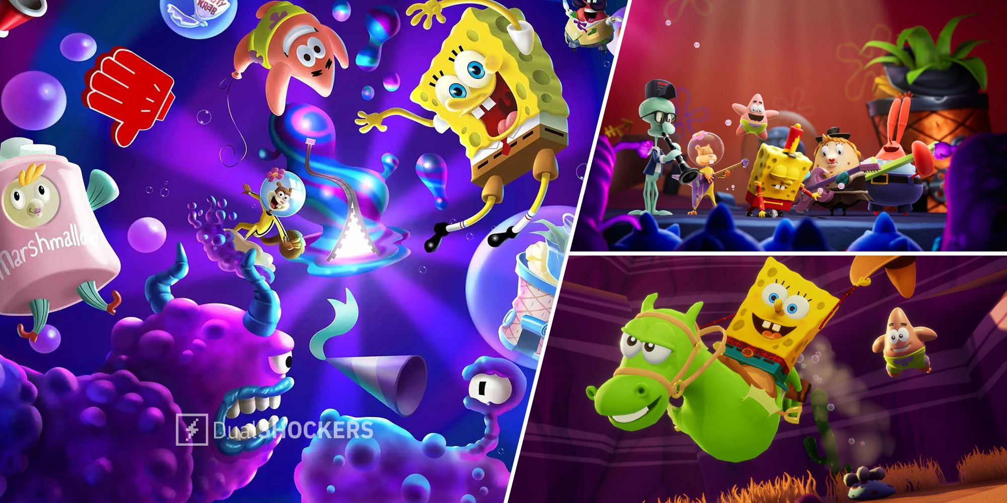 SpongeBob SquarePants: The Cosmic Shake gameplay with Patrick, Squidward, Mr Krabs, Mrs Puff, Sandy Cheeks