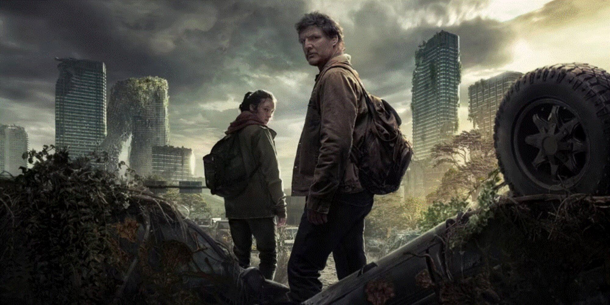 The Last Of Us Show Pedro Pascal and Bella Ramsey as Joel and Ellie.