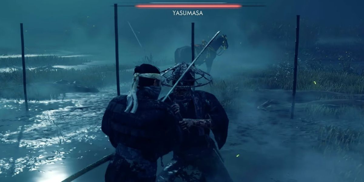 Fighting Yamusama in Ghost of Tsushima