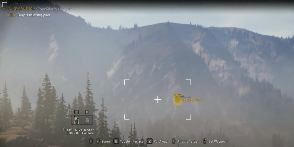 Far Cry 5 looking through viewfinder at mountain