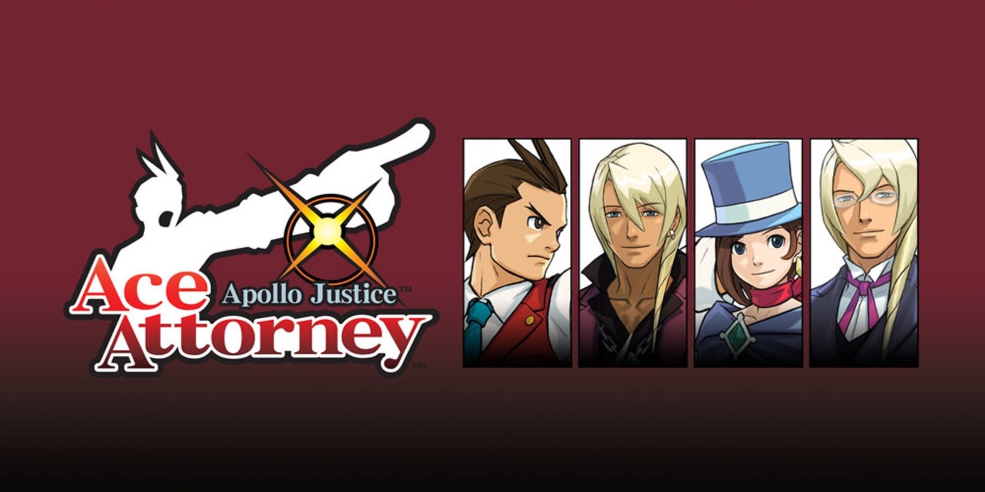 Apollo Justice Ace Attorney Game cover featuring Phoenix, Clavier, Tracy and Kristoph