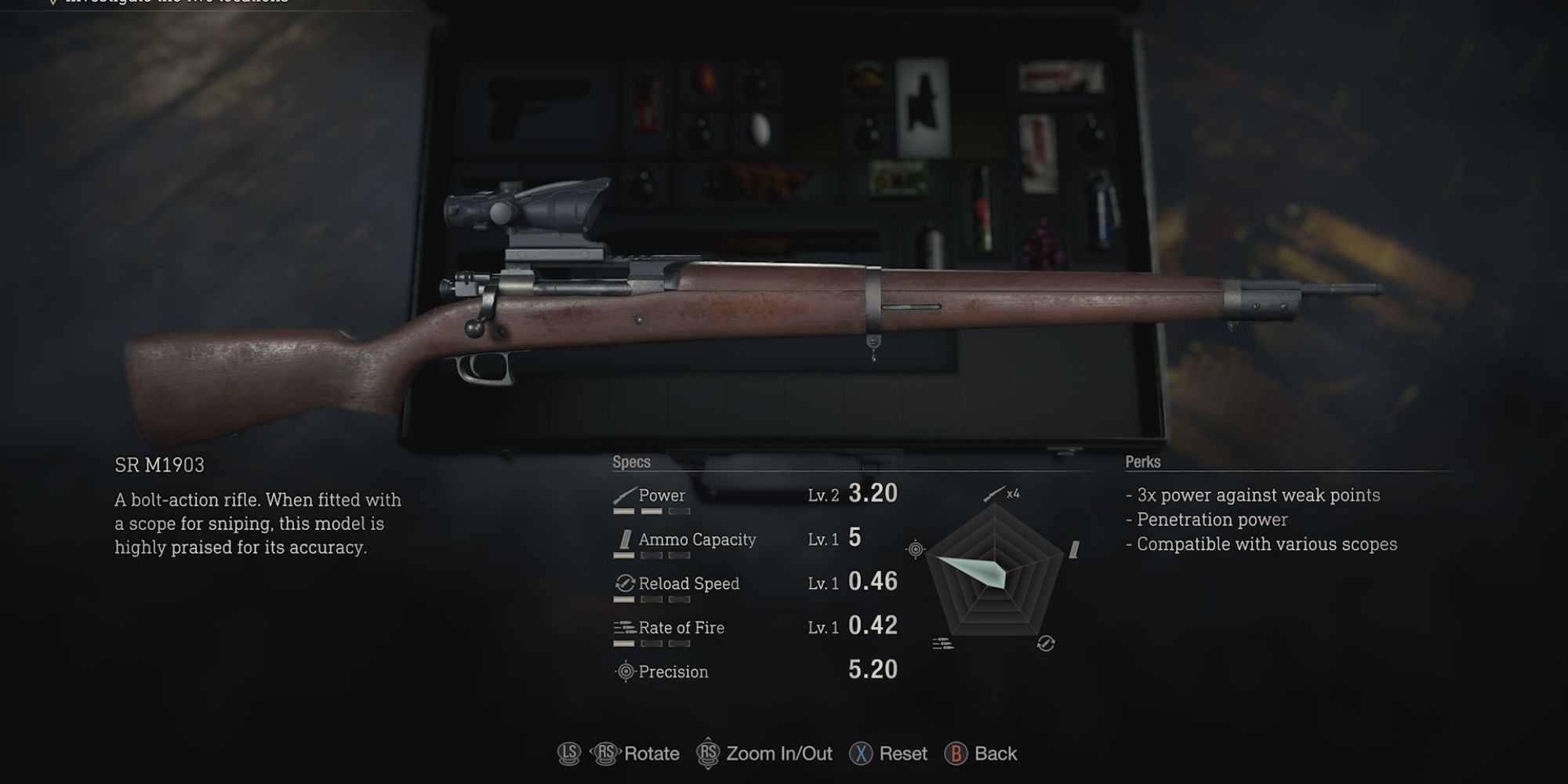Capcom third person shooter re4 remake sniper rifle 1903 long weapon