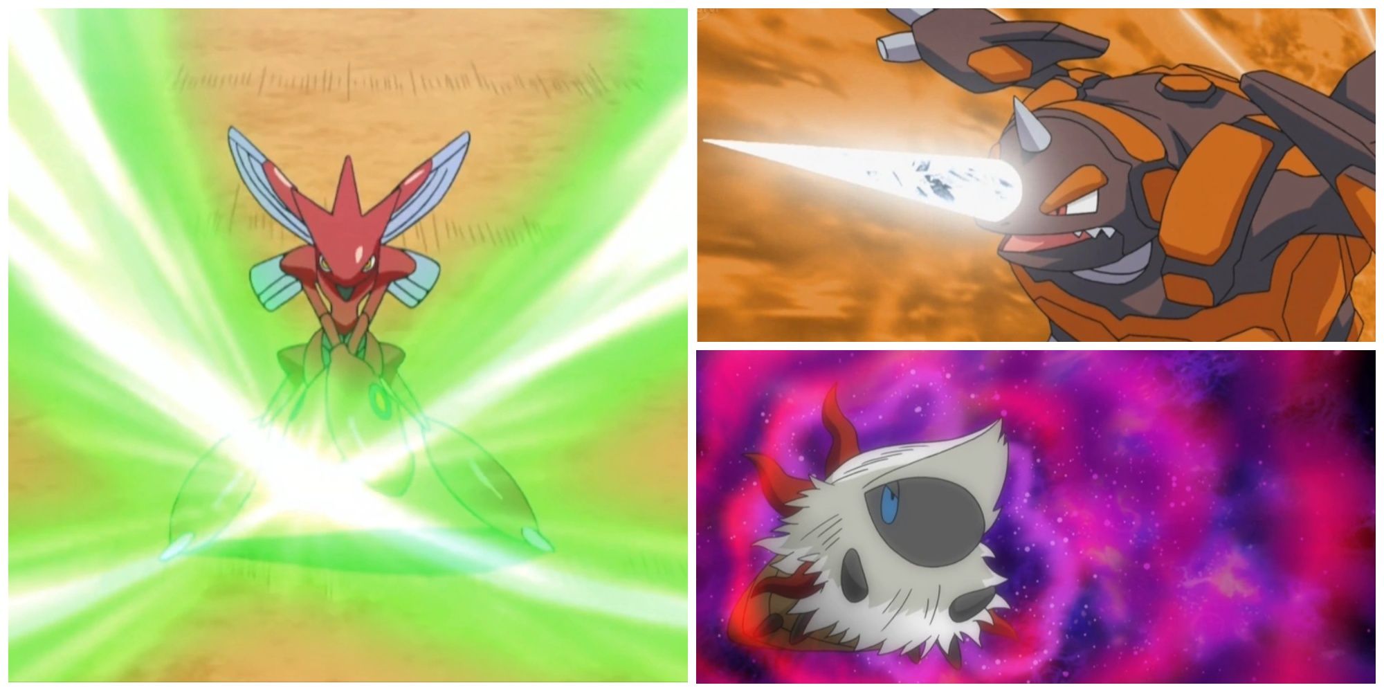 Scissor, Rhyperior, and the eldest all use bug-type attacks in their Pokemon