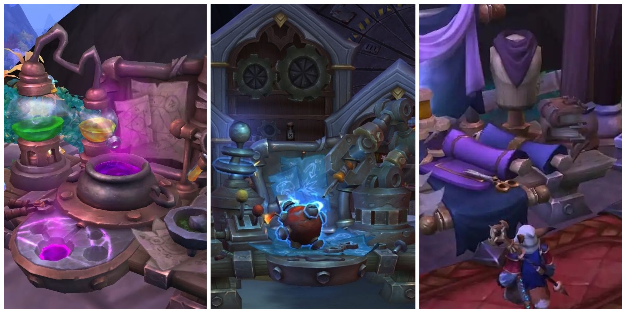 World of Warcraft Dragonflight split image three crafting professions