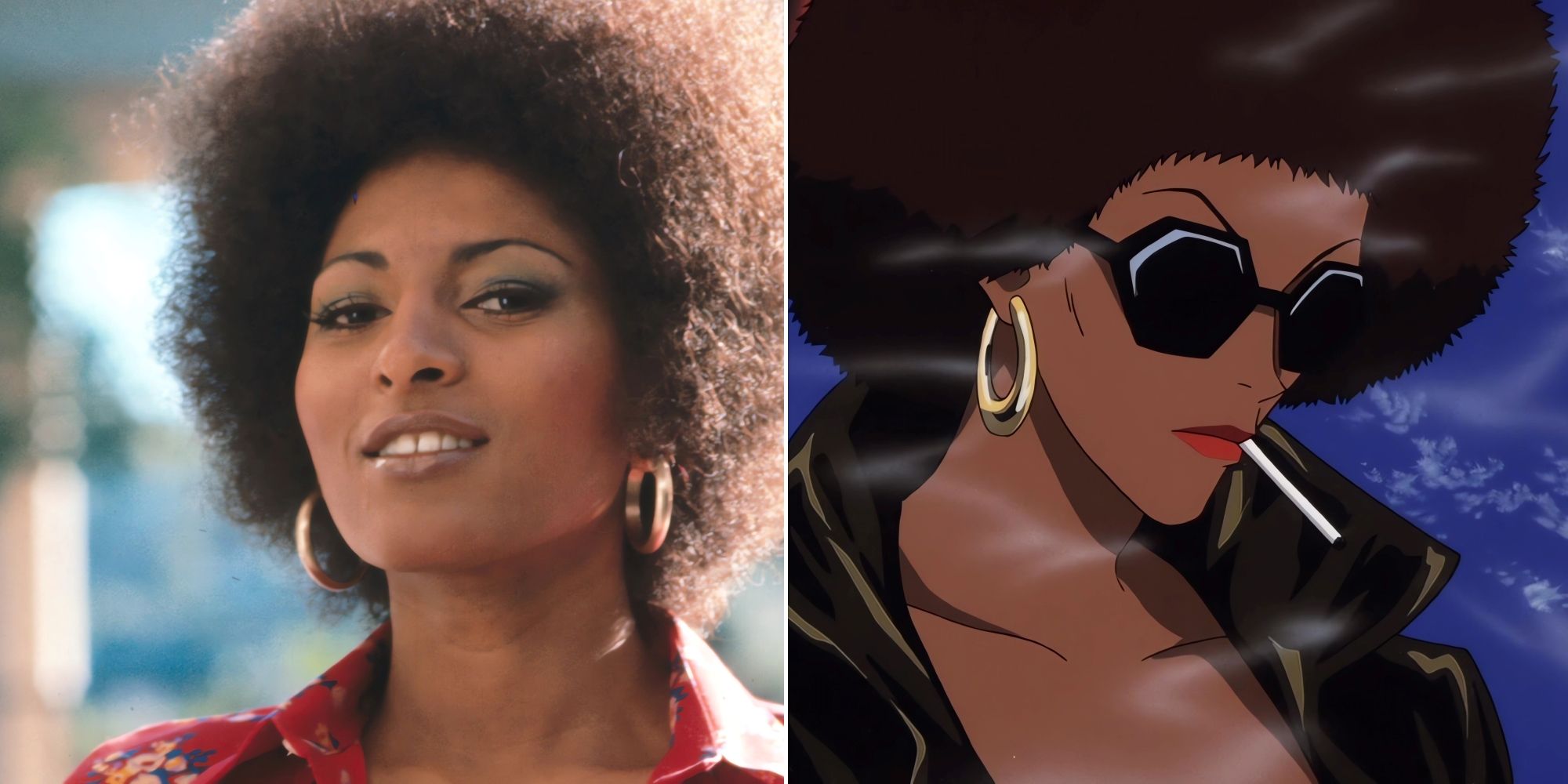 Collage Pam Grier in the movie Coffy And Coffee from Cowboy Bebop