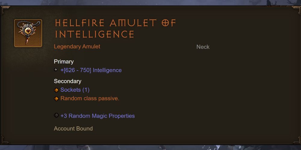Diablo 3 Hellfire amulet