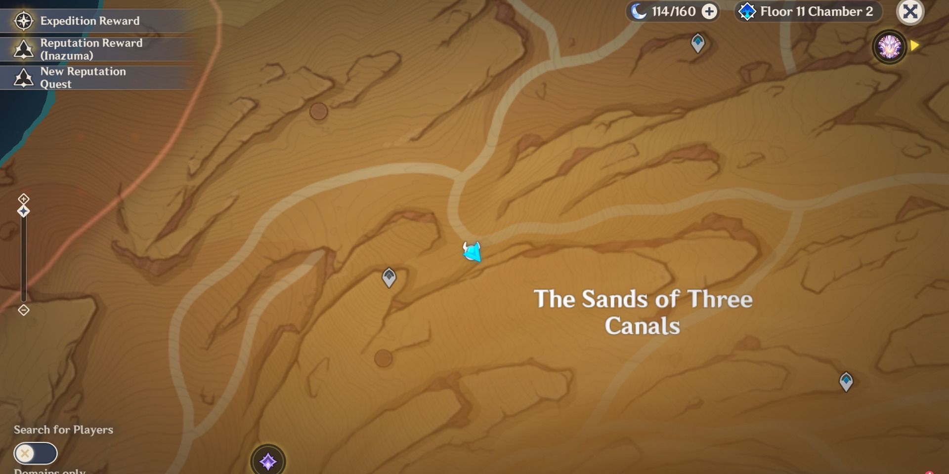 Image of the location on the map of the second mysterious stone slate in Genshin Impact.