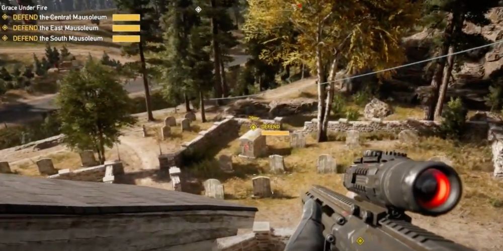 Far Cry 5 defending Lamb of God Church mausoleums
