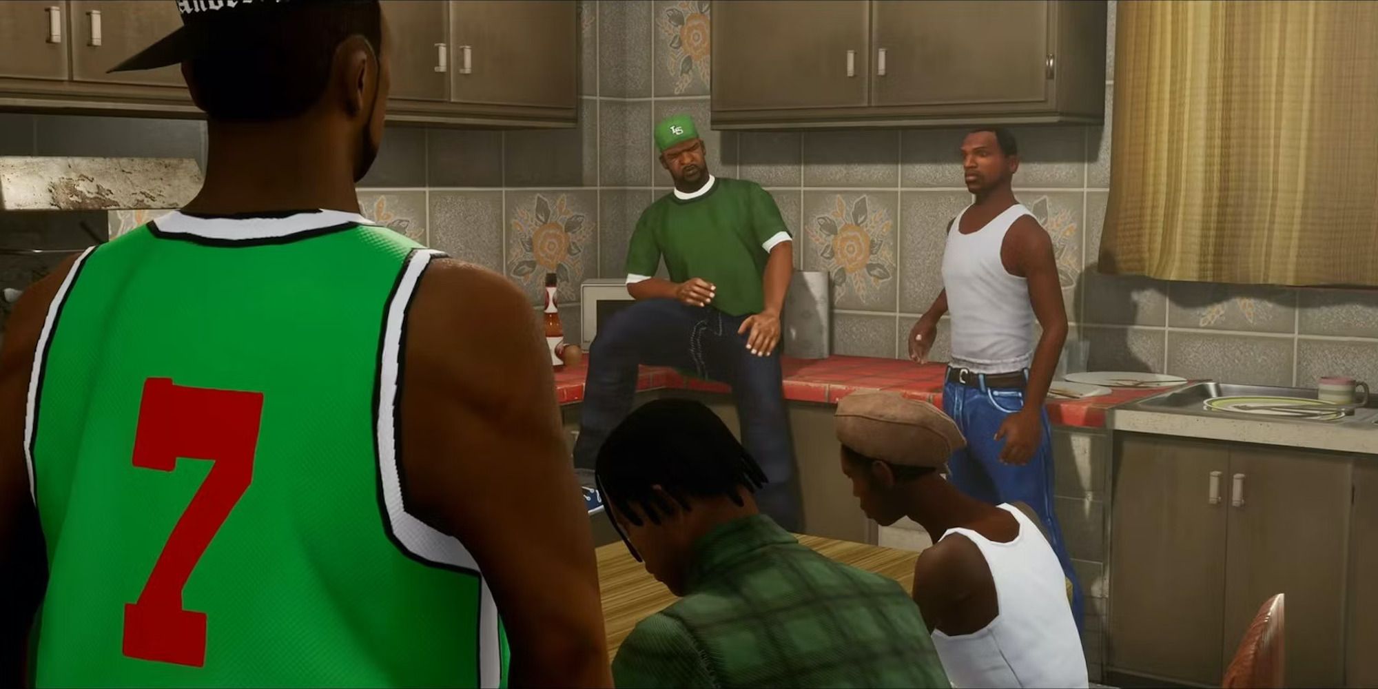 Main characters from Grand Theft Auto: San Andreas gathered around