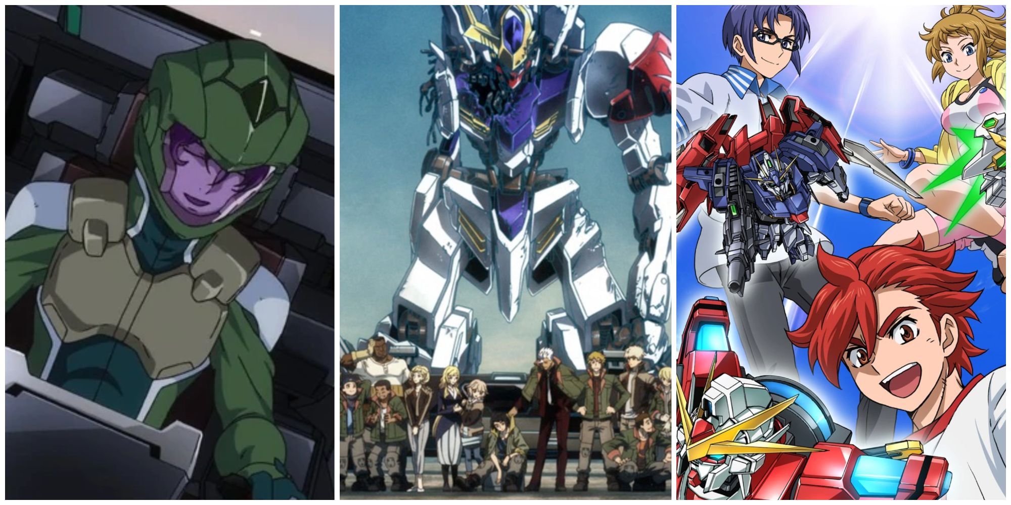 Banner image showing previous Gundam series, including Gundam 00, Iron-Blooded Orphans, and Build Fighters Try