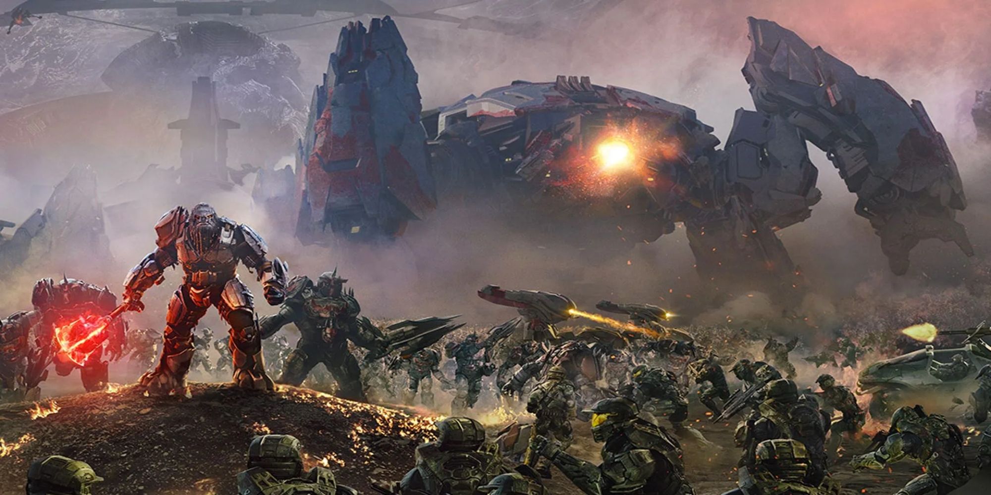 the covenant face off against the unsc in halo wars art