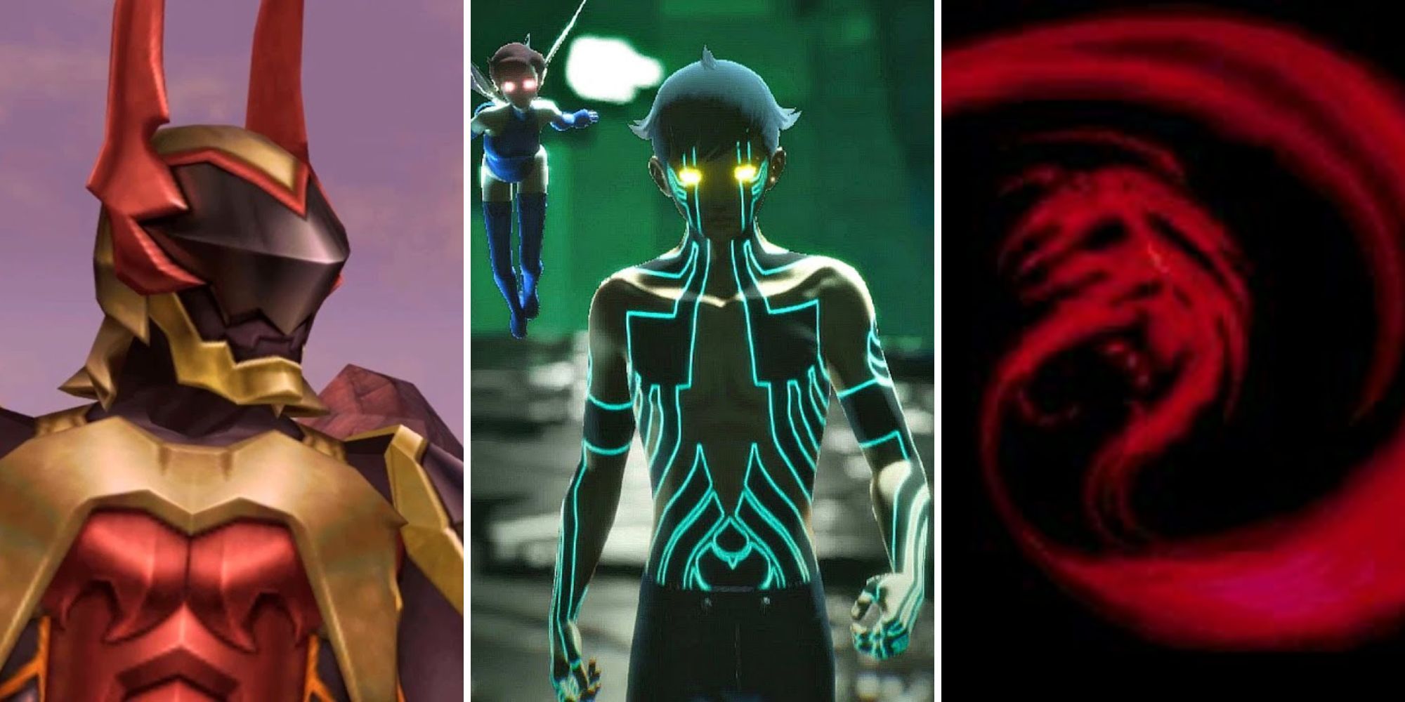 Collage of the hardest JRPG bosses of all time (Lingering Will, Demi-Fiend, Giygas)
