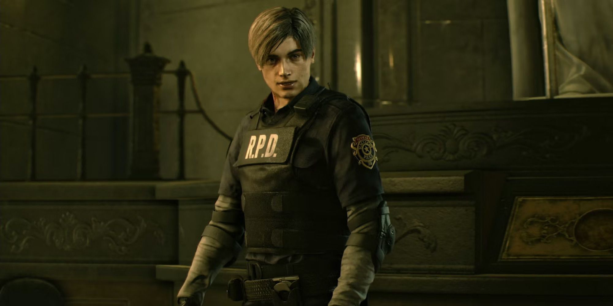 Leon Kennedy in police uniform (Resident Evil 2)