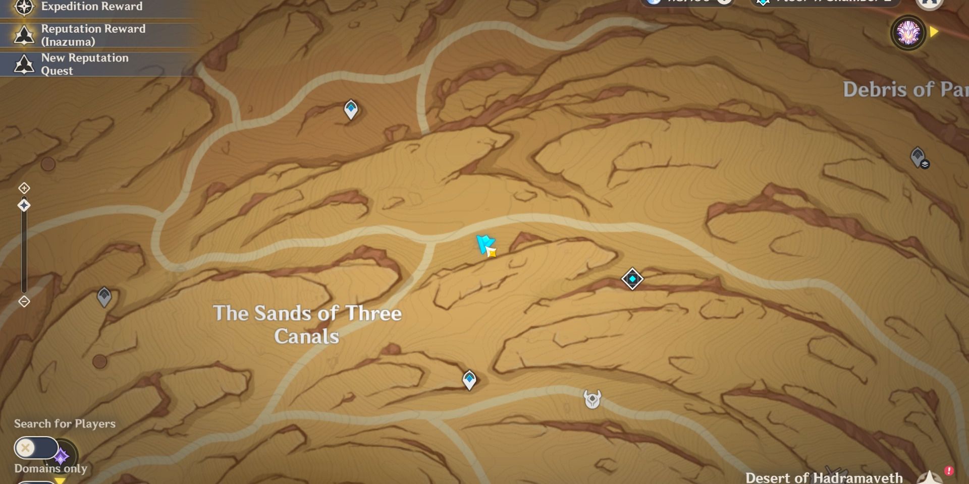 Image of the location on the map of the first mysterious stone slate in Genshin Impact.