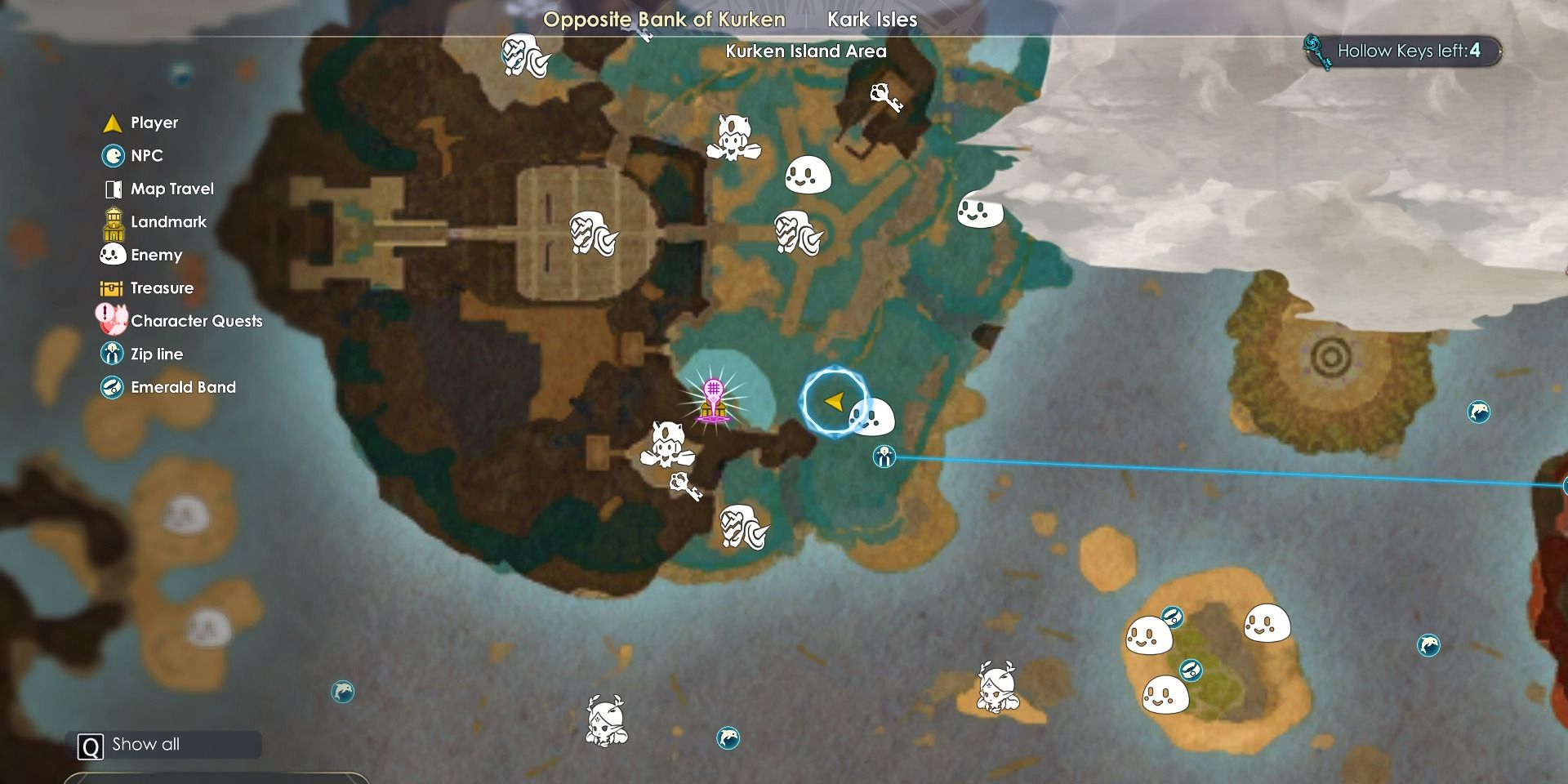 Location image on a map of the Fairystone part near Blue Life Spring at Atelier Ryza 3.