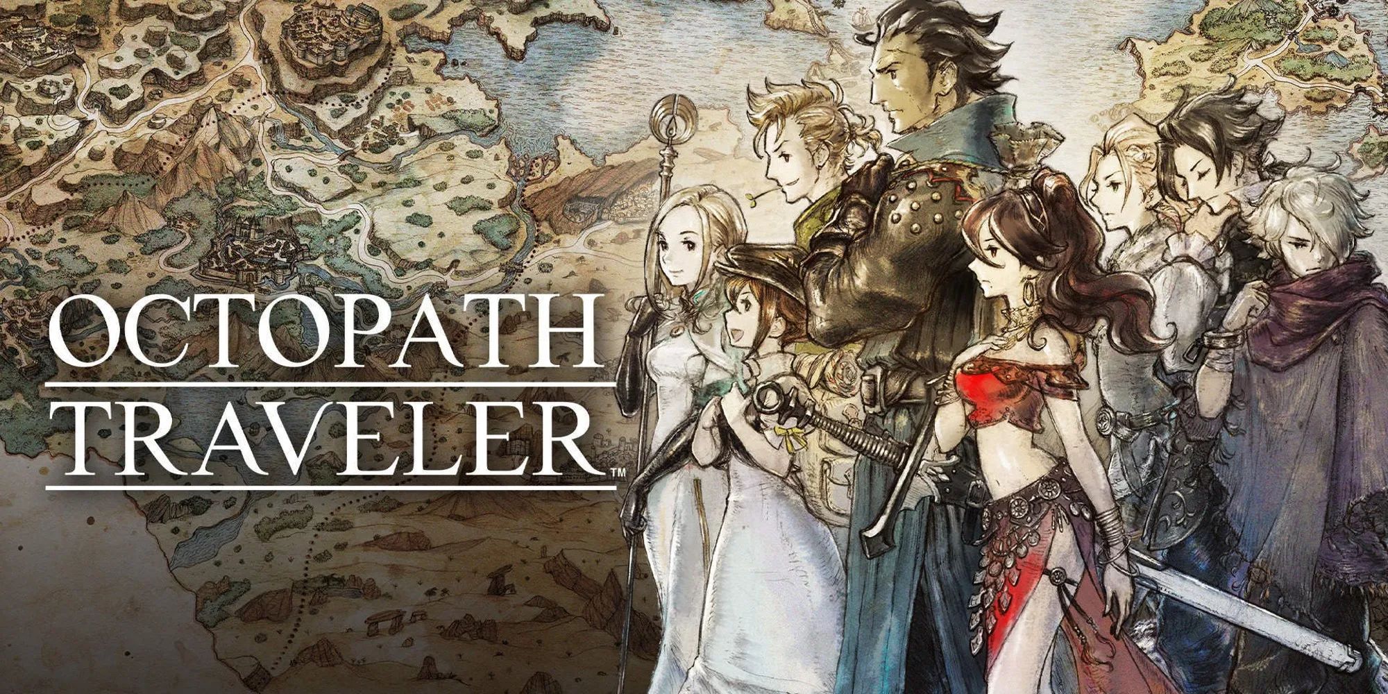 Octopath Traveler cover art all eight main characters