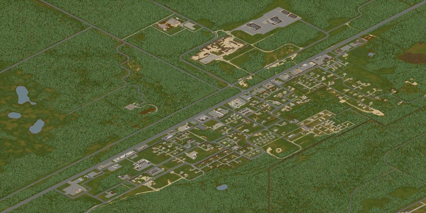 Overview map of Muldraugh in Project Zomboid