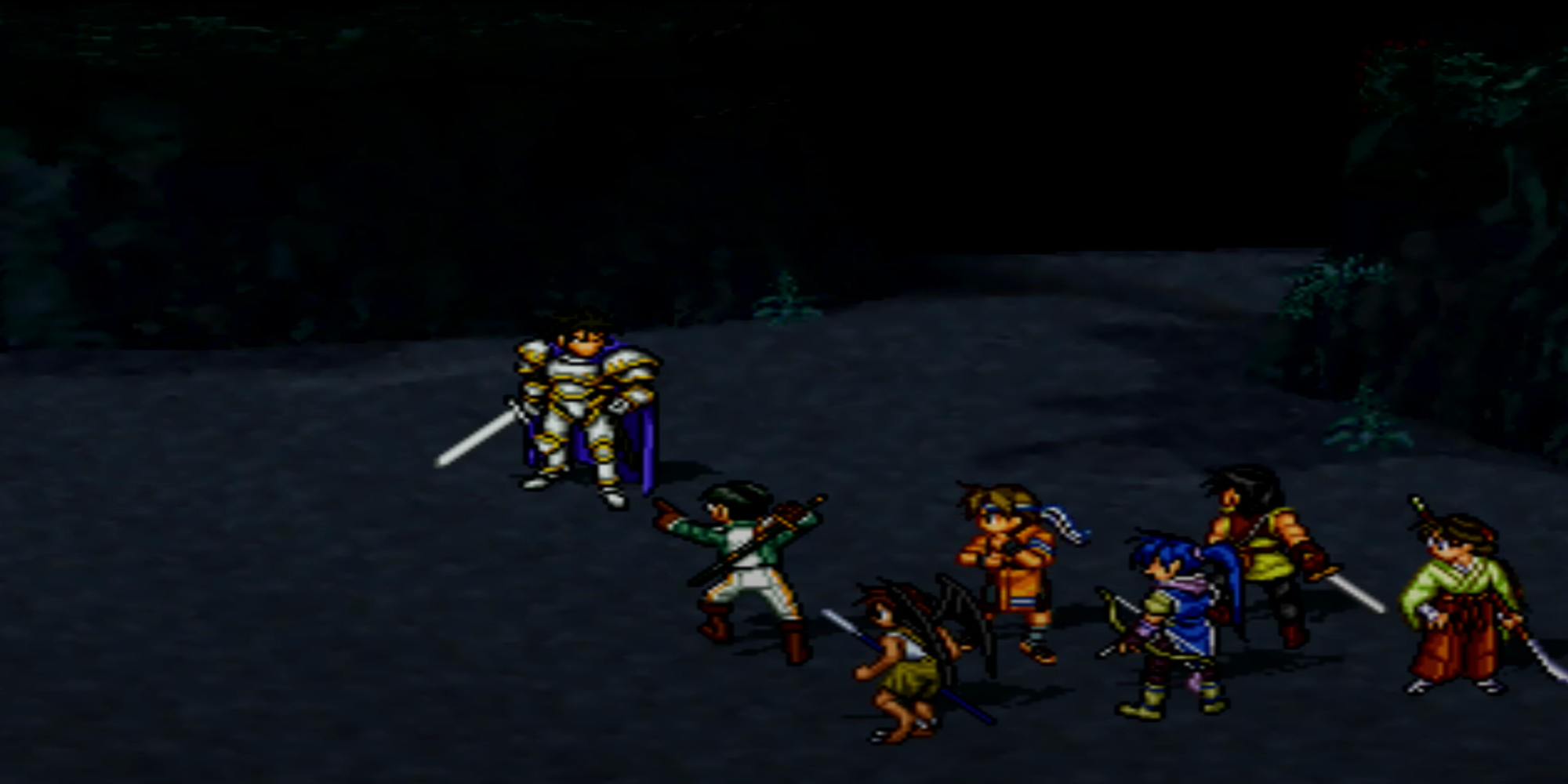 Luca Blight fighting the player and their party (Suikoden II)