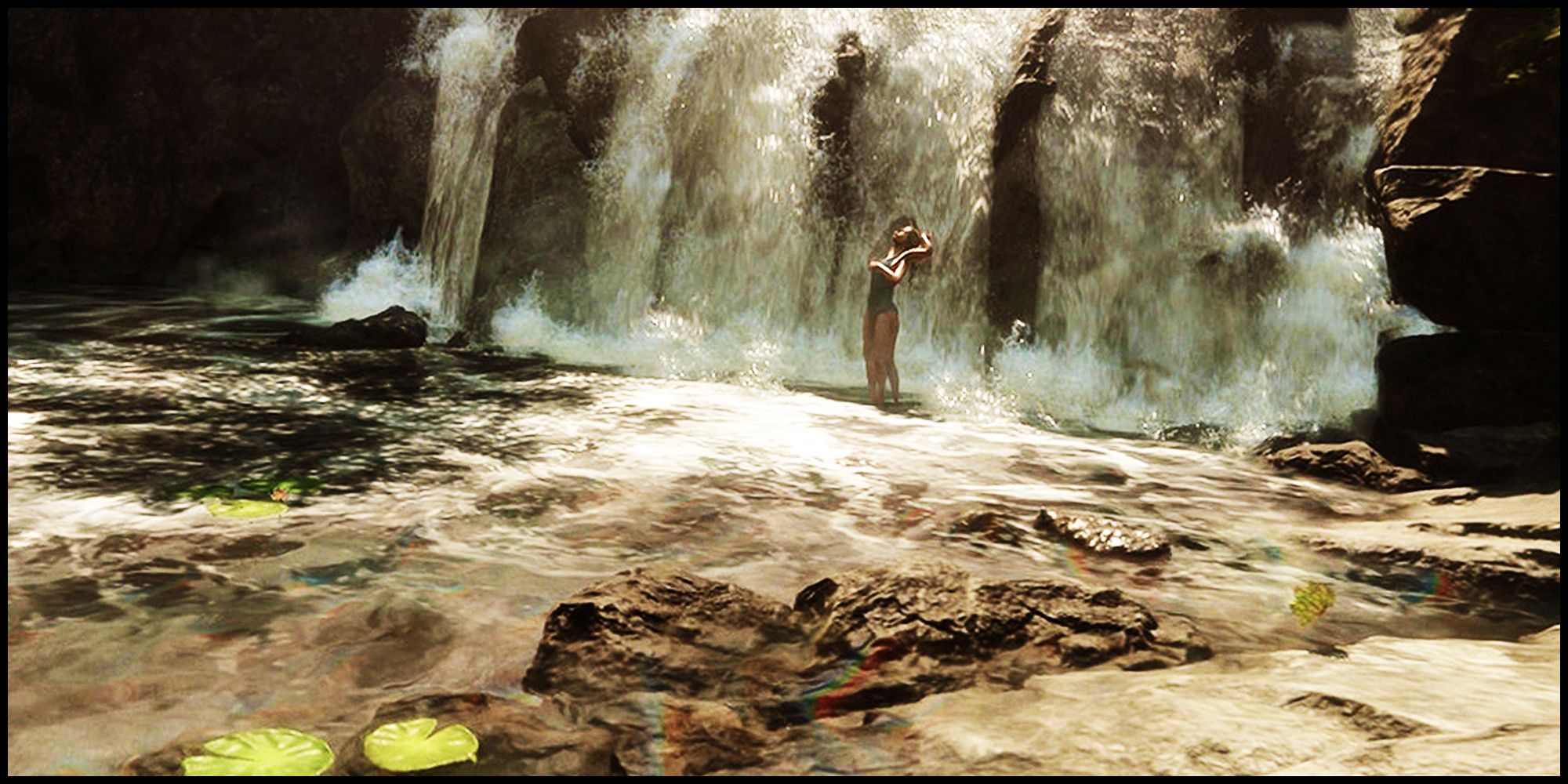 Screenshot of the Sons of Forest Virginia waterfall