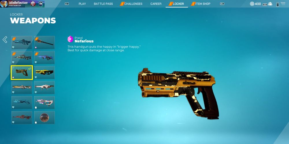 Splitgate - pistol weapon screen skins