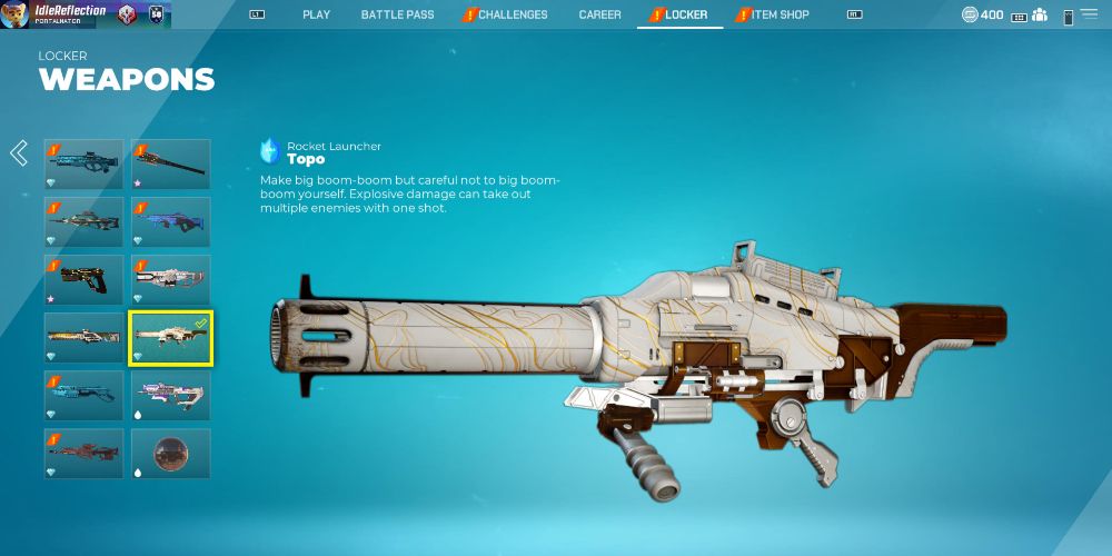 Splitgate - Rocket Launcher weapon screen skins