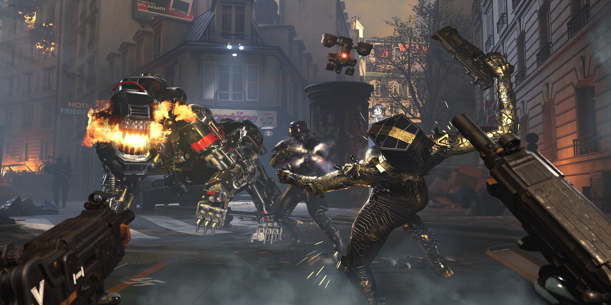Robotic enemies from Wolfenstein: Youngblood