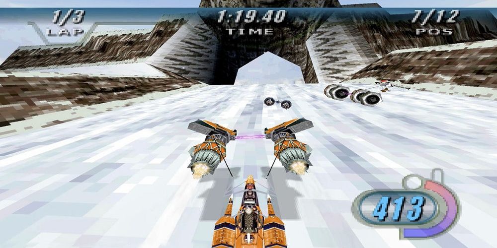 driving as sebulba in a snow race
