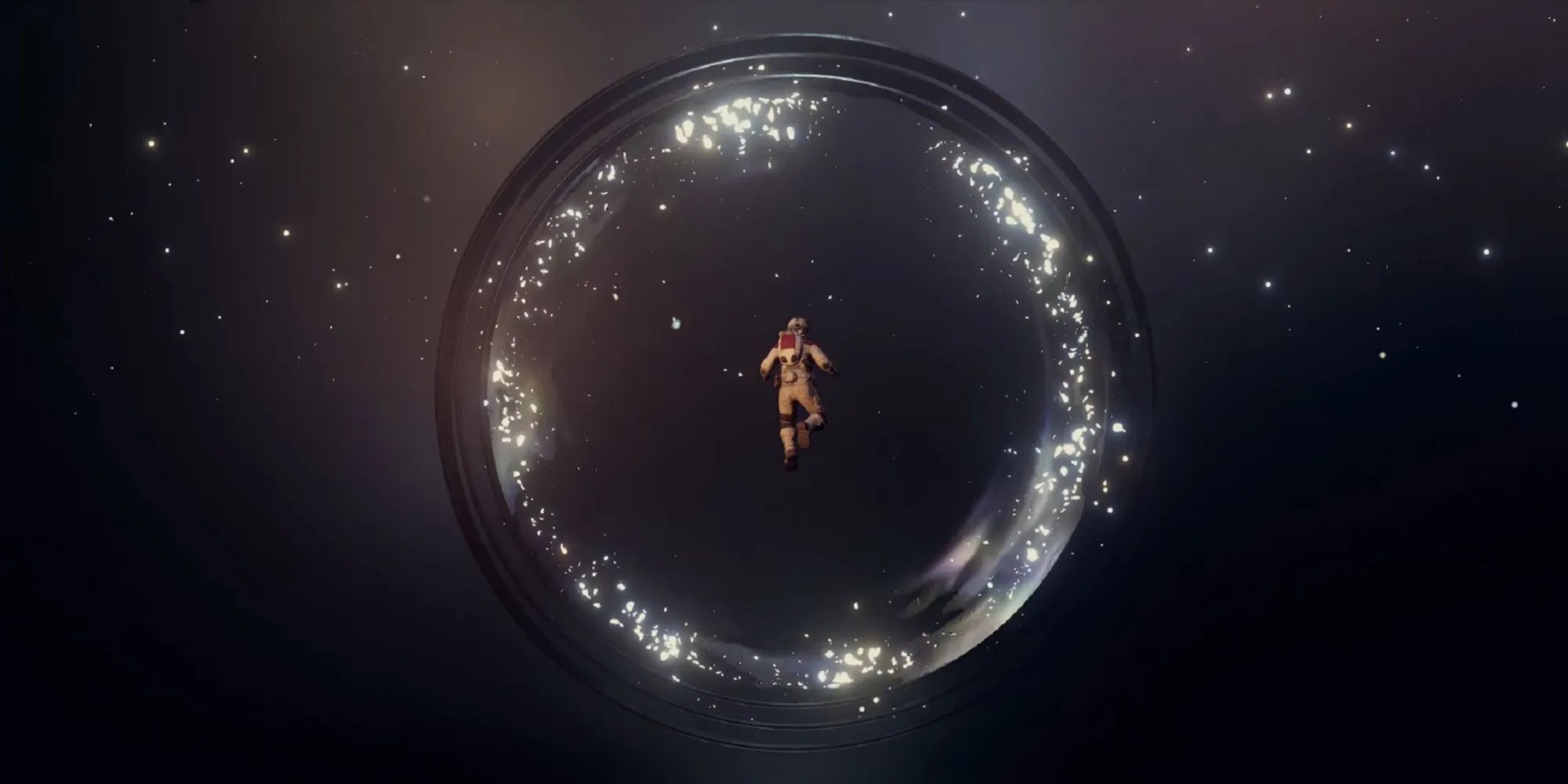 Starfield Character floating in space