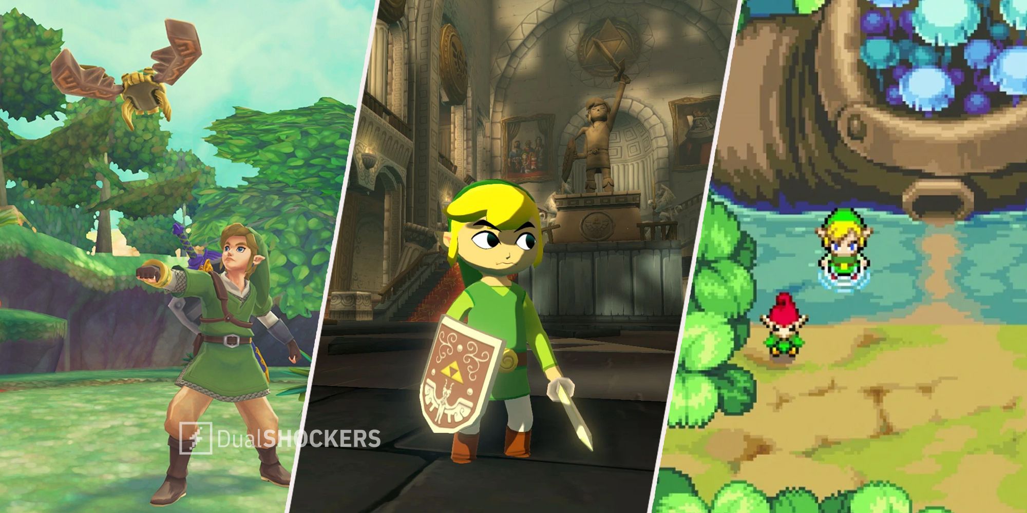 The Legend Of Zelda Skyward Sword, Wind Waker, Minish Cap gameplay with Link