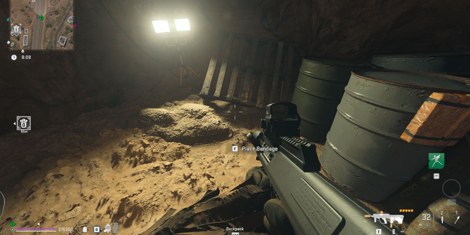 Where to place a bottle of water, bandage, and emergency ration pack for Hideout Preparation in Warzone 2 DMZ 