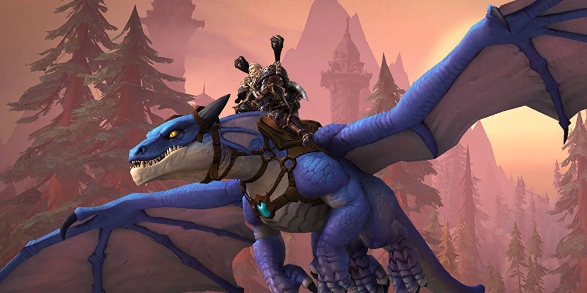 World of Warcraft Dragonflight human on a blue dragon